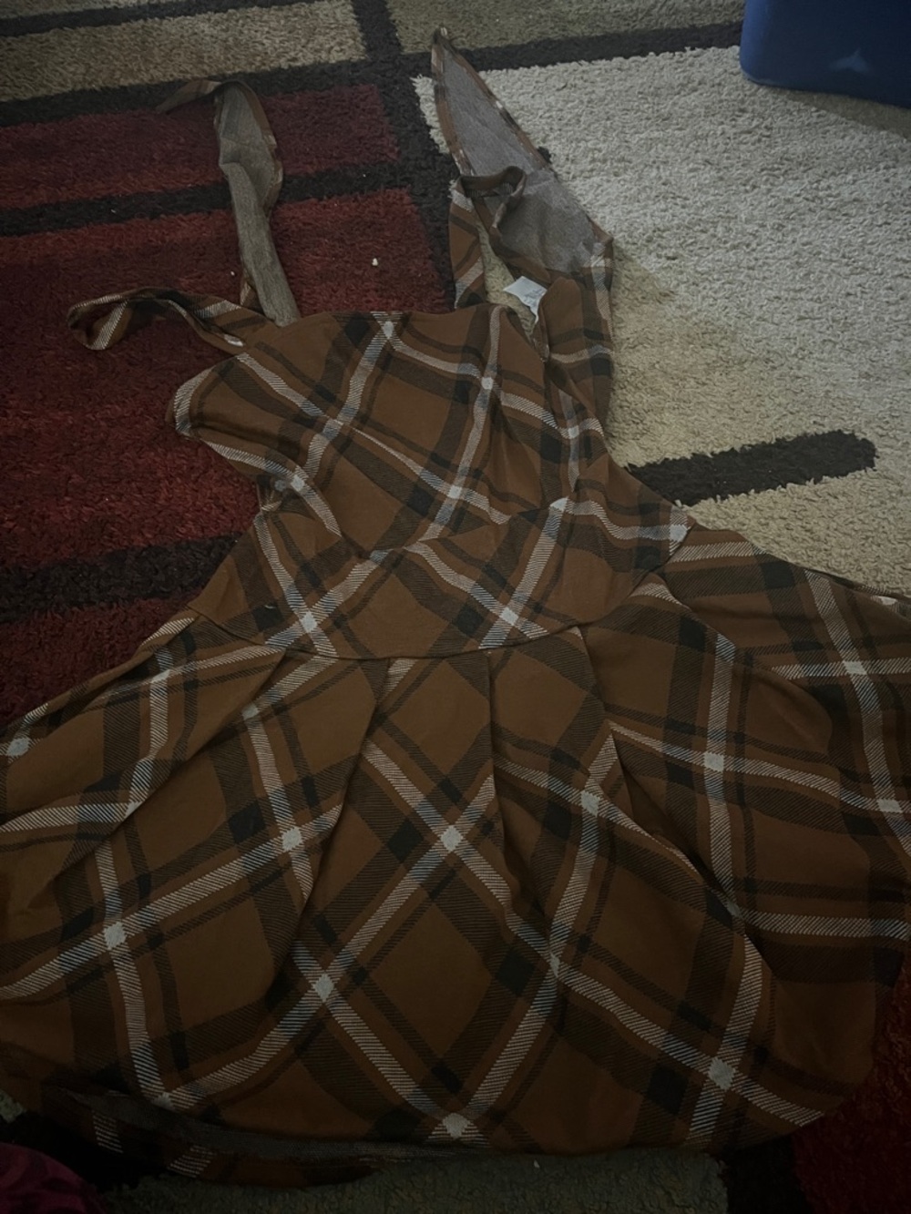 Brown Plaid Women's Dress - Sleeveless Fit & Flare